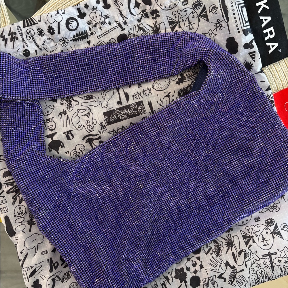 KARA Purple/ blue Crystal Mesh Bag